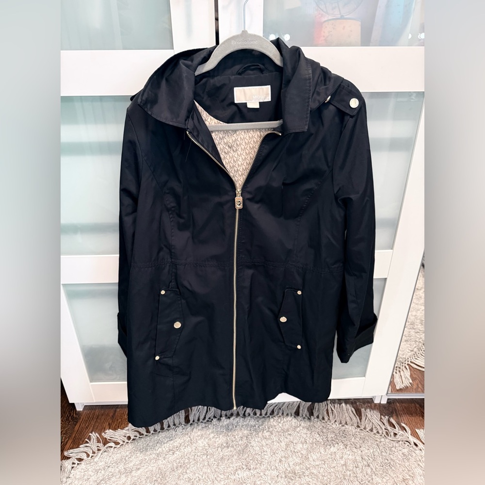 Michael Kors Black Hooded Trench Coat- XL